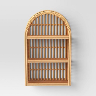 12&#34; x 20&#34; Wood and Rattan Wall Shelf Natural - Threshold&#8482;