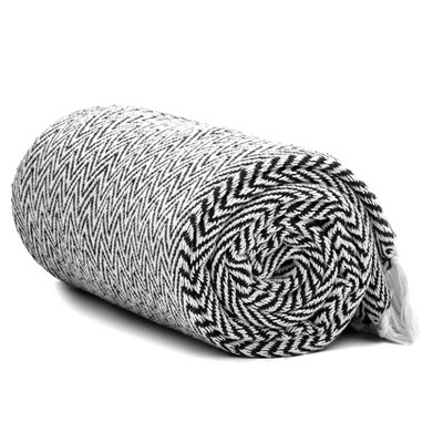 Americanflat 50x60 Throw Blanket - Soft and Breathable Cotton Throw Blanket for Couch, Bed, Chair - Black and White Herringbone Blanket
