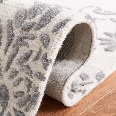 Ivory and Grey Hand-Tufted Wool Floral 4' x 6' Area Rug