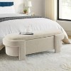 CAVINAS Modern Stylish Pull-Open Top Fabric Ottoman Bench,Upholstered Oval Storage Ottoman for Living Room - 2 of 4