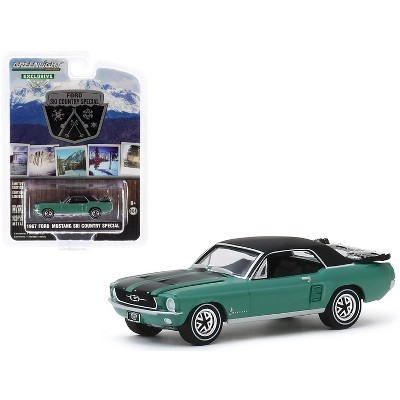 1967 Ford Mustang Coupe Loveland Green Met. w/Pair of Skis "Ski Country Special" 1/64 Diecast Model Car by Greenlight