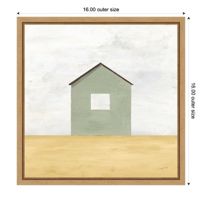 Rural Barn Simplicity II Green and Brown Canvas Print with Maple Frame