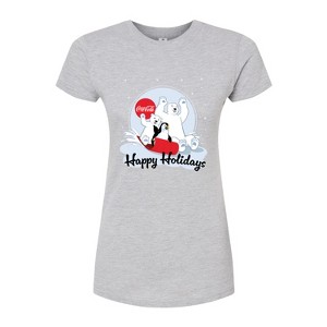 Women's - Coca-Cola - Happy Holiday Sled Fitted Graphic T-Shirt - 1 of 3