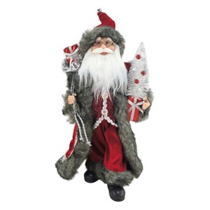 Season's Designs 18In Walking Pose Burg-Grey Santa Holdin - 1 of 1