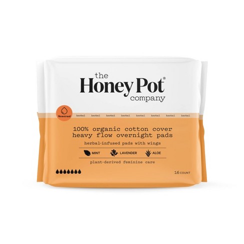 The Honey Pot Company Herbal Overnight Heavy Flow Pads With Wings
