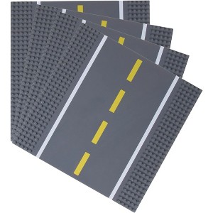 Strictly Briks Building Blocks Road Plates 10x10", 4 Pack Kids Brick Baseplates Compatible with All Major Brands, 4 Straight - 1 of 1