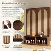ModernLuxe Farmhouse Hall Tree with 4 Rattan Doors, Mid-Century 4-in-1 Entryway Bench with 6 Hooks & Adjustable Shelves, Walnut/Black - 4 of 4