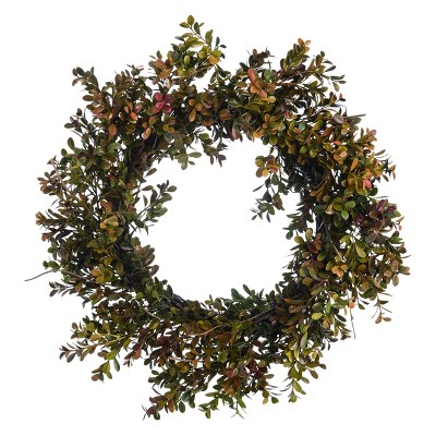 Transpac Artificial 22 in. Green Harvest Wreath