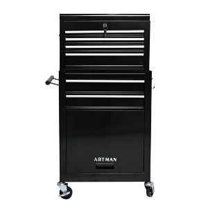 Maggift Tool Boxes, Portable Rolling Tool Chest with 6 small drawers and a large shelf, Wheels, Metal Closure for, Garage, Blue, 20.9"*13"*42.9" - 1 of 3