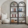 Industrial Arched Bookshelf 4-Tier - Metal Corner Shelf w/Adjustable Feet, Freestanding Bookcase for Living Room, Heavy-Duty Display Storage - 4 of 4