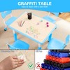 Kids Table and 4 Chairs Set with Graffiti Desktop and Non-Slip Legs, Height Adjustable Toddler Table and Chairs Set, Children Activity Table - 4 of 4