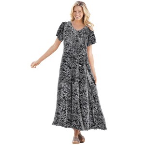 Woman Within Plus Size Short-Sleeve Crinkle Dress - 1 of 4