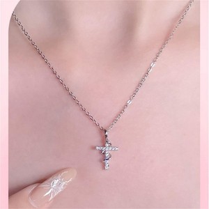 Clotth Snake Cross Pendant Necklace for Women Vintage Stainless Steel Choker Necklace Spirit Snake Animal Rhinestone Cross Adjustable Link Chain - 1 of 4
