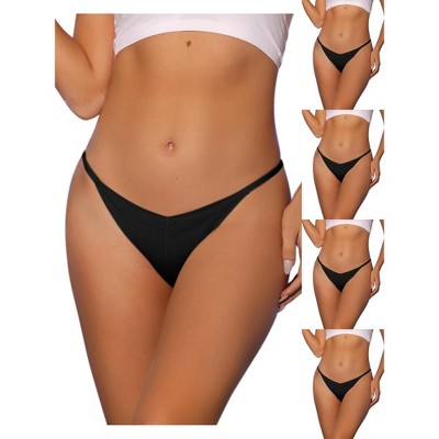 Allegra K Women's V-waisted Ruched Invisibles Breathable No Trace Thongs Multicolored