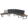 vidaXL 2 Piece Patio Sofa Set with Cushions Outdoor Poly Rattan and Acacia - Gray Non-Adjustable Tabletop - 3 of 4