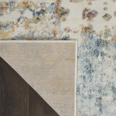 Ivory Abstract Hand-Knotted Soft Synthetic Area Rug 6'6" x 9'6"