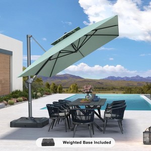 PURPLE LEAF Outdoor Cantilever Umbrella with Base Large Patio Umbrella Windproof Heavy Duty Hanging Offset Umbrella for Garden Outdoor Pool - 1 of 4