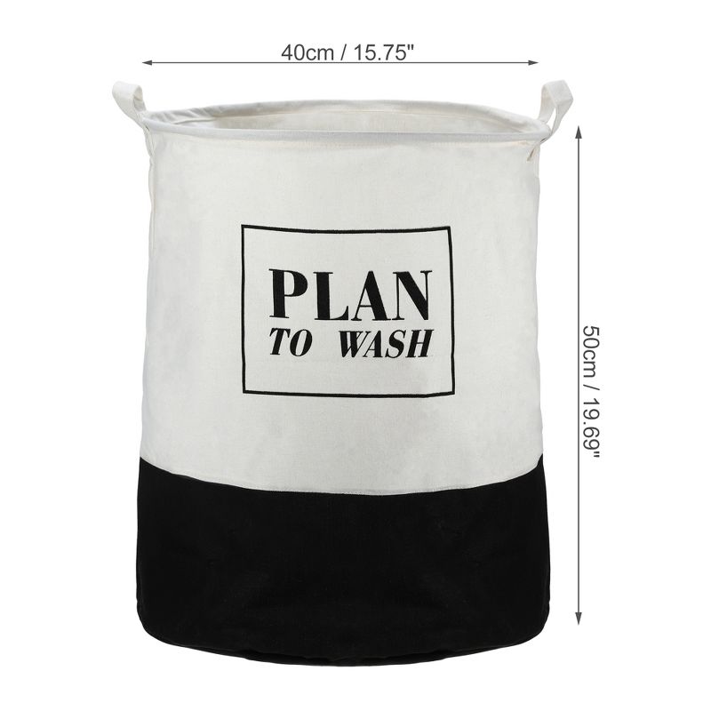 Unique Bargains 3661 Cubic-in Foldable Cylindrical Laundry Basket Black 1 Pc Plan to Wash, 3 of 7