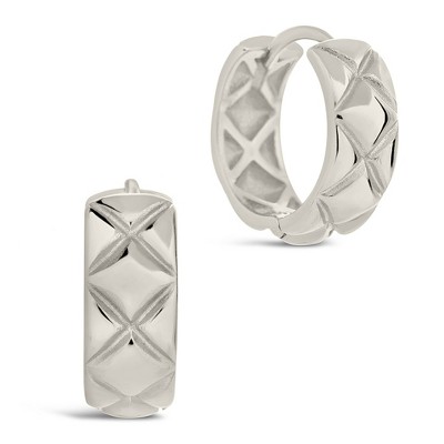 SHINE by Sterling Forever Bridget Quilted Micro Hoop Earrings