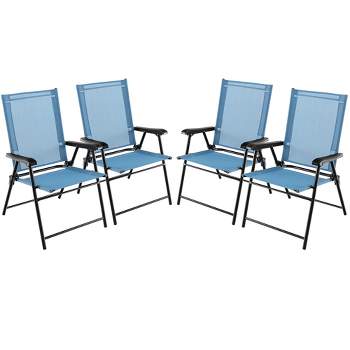 Tangkula Set of 4 Patio Folding Chairs Outdoor Portable Pack Lawn Chairs w/ Armrests
