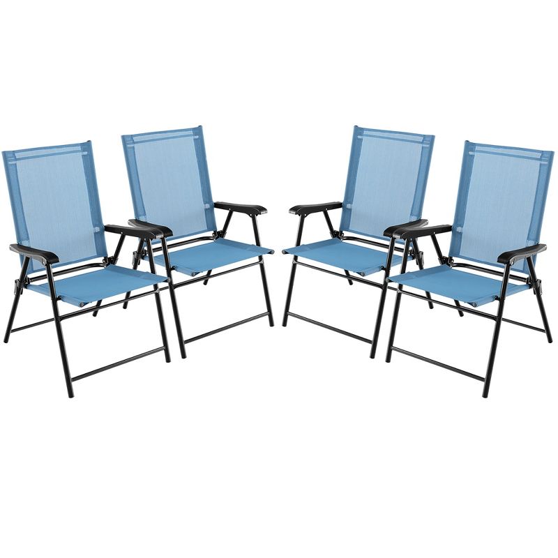 Tangkula Set of 4 Patio Folding Chairs Outdoor Portable Pack Lawn Chairs w/ Armrests, 1 of 11