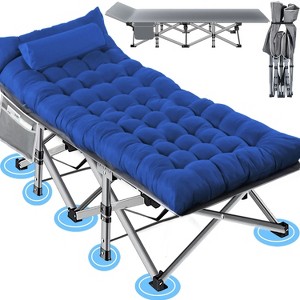 Folding Camping Cot with Pillow, 75" x 28" Heavy Duty Folding Bed Cot with Carry Bag for Traveling Camp Office - 1 of 4