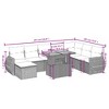 vidaXL Patio Sofa Set with Cushions Outdoor Furniture 9 Piece Poly Rattan - Black without storage - 3 of 4