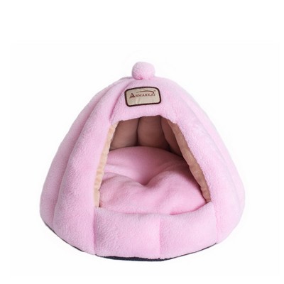 Small Soft Pink Fleece Cave Pet Bed