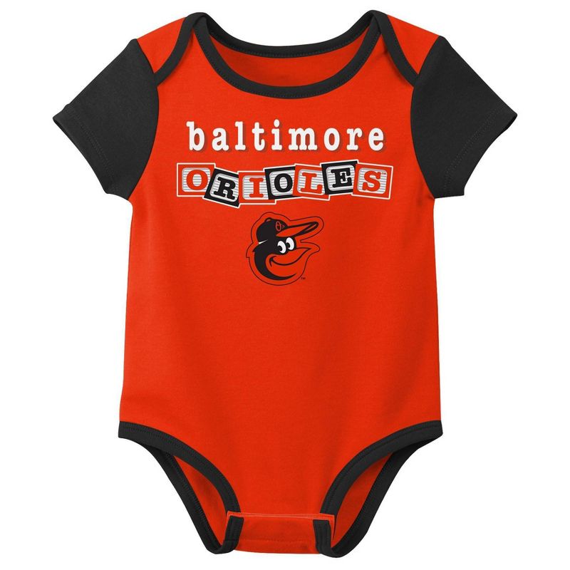 MLB Baltimore Orioles Baby Boys&#39; Pinstripe 3pk Bodysuit - 0-3M, 2 of 5