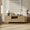 LuxenHome Mid-Century Modern Wave 2-Door 1-Drawer TV Stand with Metal Legs Brown - 2 of 4