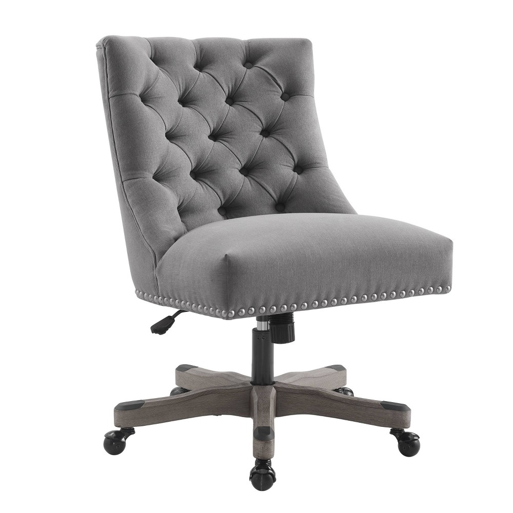 Photos - Computer Chair Linon Della Traditional Tufted Wood Base Swivel Office Chair Gray  