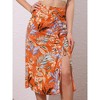 INSPIRE CHIC Women's Summer Beach Flowy Ruched Front Tropical Floral Midi Skirt - 2 of 4