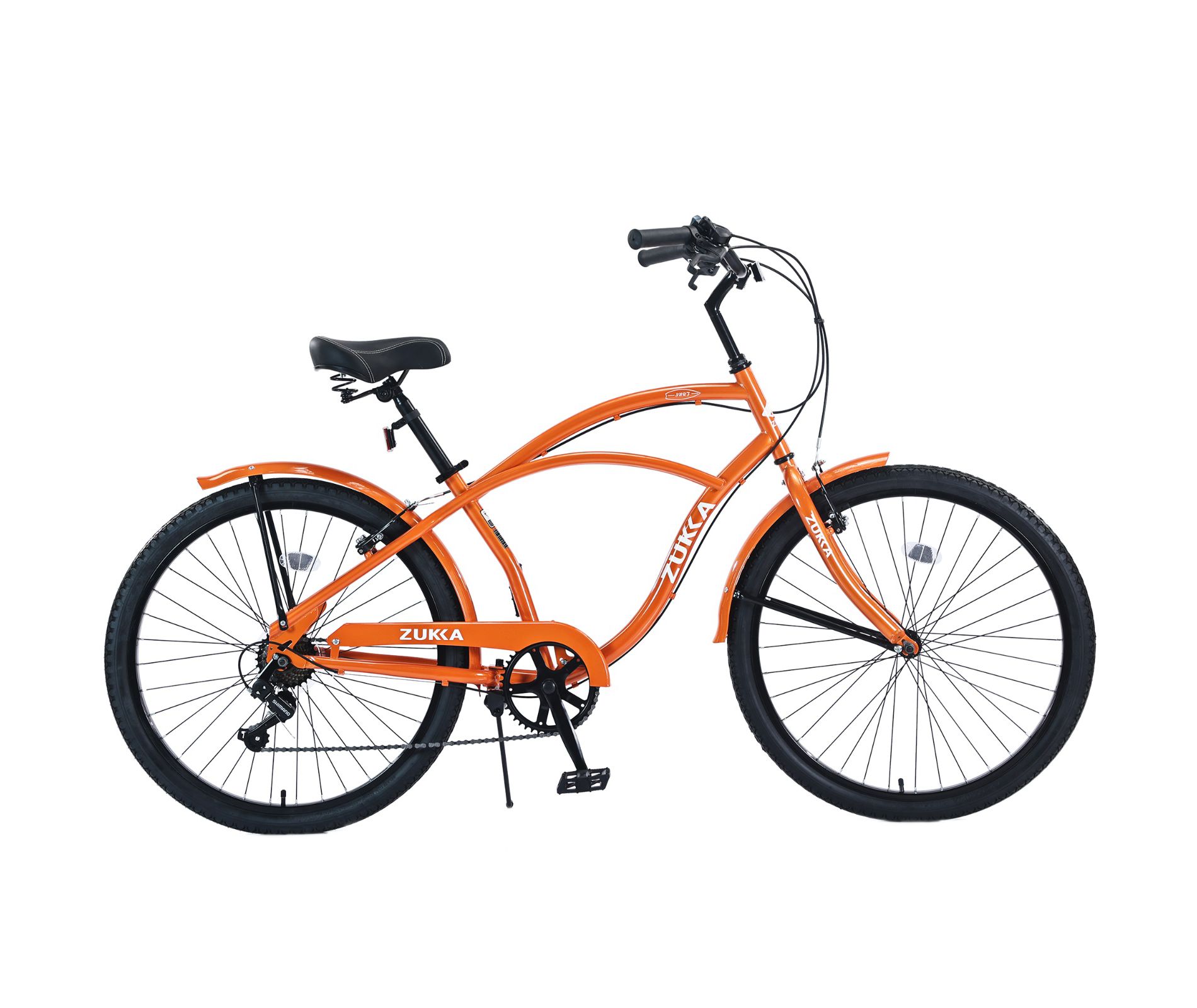 INFURNIC Bicycles, 7 Speed Bicycles, Beach Cruiser Bike with Wide Wheels, Orange, 69.29"*28.32"*43.2"