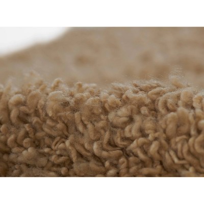 Natural Brown Handwoven Wool Shag Area Rug, 5' x 8'