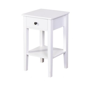 GlasFlength Nightstands Nightstand Modern Bedside Table with Storage Drawer and Open Wood Shelf for Room Modern, White, 16.3"*12.6"*25.6" - 1 of 4