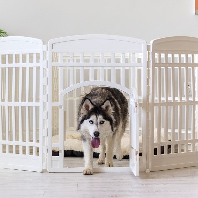 White 34"H 8-Panel Plastic Pet Playpen with Door