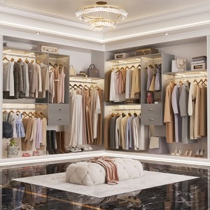 Aheaplus Closet System with 2 Drawers,Wardrobe Clothes Organizer with 4 Hanging Rods - 1 of 4