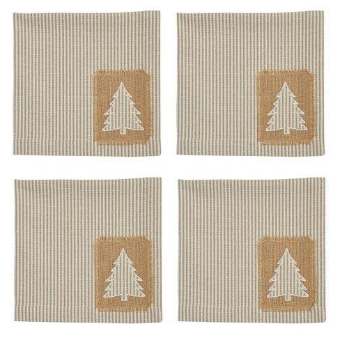 Linen Napkins Set of 4 Christmas Cloth Napkins Striped Farmhouse Table  Napkins