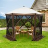 Gazebo Screen Tent with Mosquito Netting, 6 Sided Pop Up Canopy Shelter, with Carrying Bag, Ground Stakes, for Outdoor Camping, Lawn, Backyard - 2 of 4