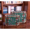 Vintiquewise Set of 2 European Landmarks Vintage Wooden Luggage with Leather Straps and Handle - 2 of 4