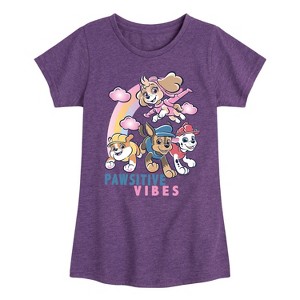 Girls' - Paw Patrol - Pawsitive Vibes Skye Marshall Chase Rubble Fitted Short Sleeve Graphic T-Shirt - 1 of 4