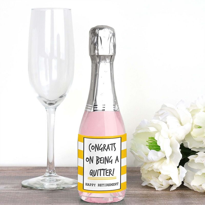 Big Dot of Happiness Retirement Party - Mini Wine and Champagne Bottle Label Stickers - Retirement Party Favor Gift for Women and Men - Set of 16, 2 of 7