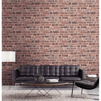 Distressed Red Brick Peel and Stick Vinyl Wallpaper