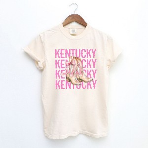Simply Sage Market Women's Coquette Kentucky Cowgirl Boots Short Sleeve Garment Dyed Tee - 1 of 2