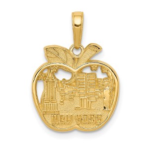 Black Bow Jewelry 14k Yellow Gold New York City Skyline in Apple Pendant - 1 of 4