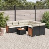 vidaXL 9 Piece Patio Sofa Set with Cushions Gray Poly Rattan - Black and Cream - 2 of 4