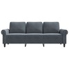 vidaXL 3-Seater Velvet Sofa in Dark Gray - Luxurious Comfort with Robust Metal Frame & Ample Seating Space - 3 of 4