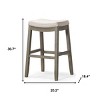 HomeRoots 31" Gray and Cool Gray Fabric and Solid Wood Backless Bar Height Bar Chair - 3 of 4