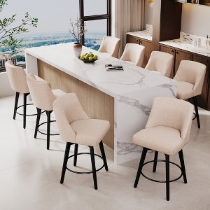 Dyonery 26" Swivel Counter Height Bar Stools with Backrests, Upholstered Seats & Wood Legs for Kitchen Island - 1 of 4