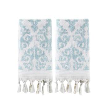 2pc Mirage Fringe Hand Towel Set Aqua - SKL Home